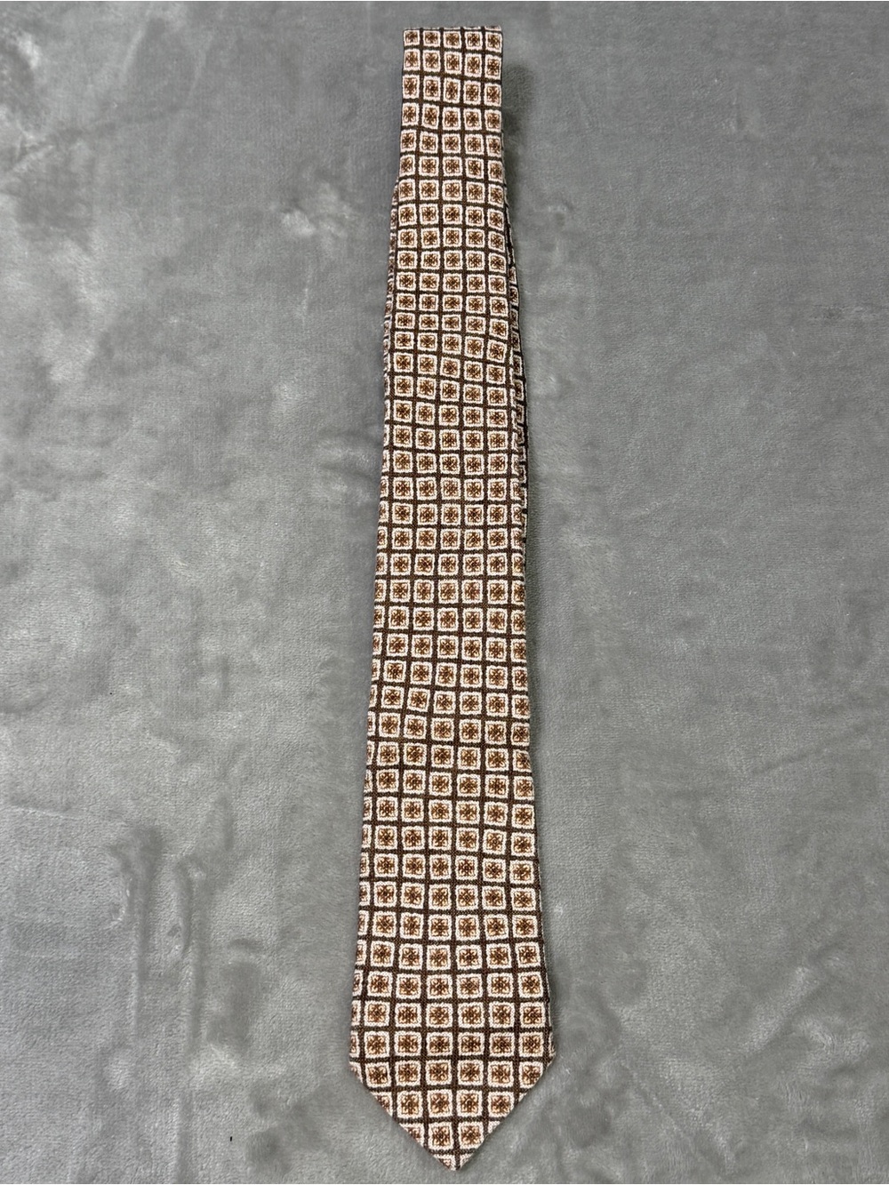 SUITSUPPLY 100% Linen Tie Brown Tan Pattern Woven Necktie